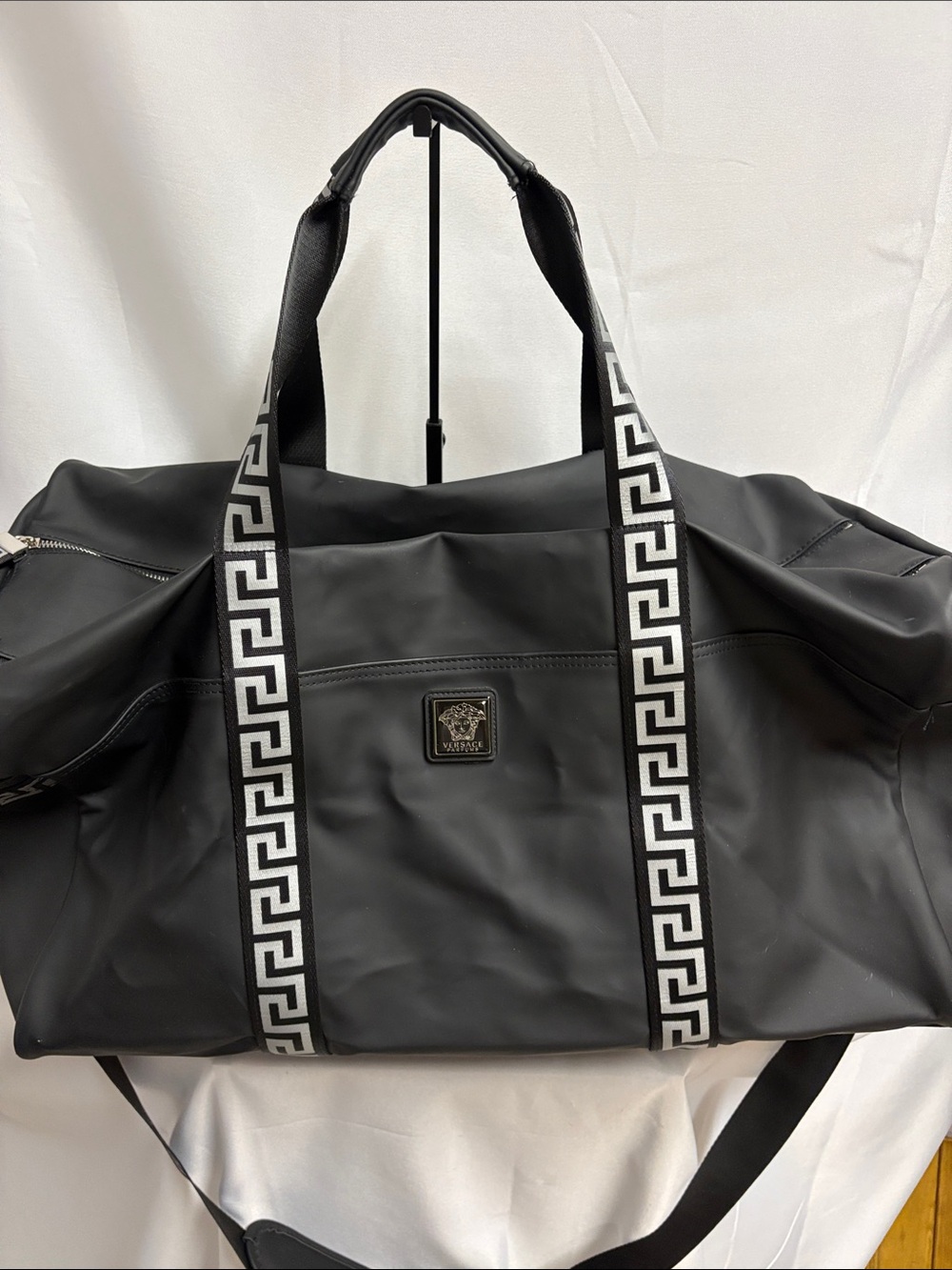 Versace Parfum Large Gym Travel Duffle Bag Tote Black/White - Picture 2 of 6